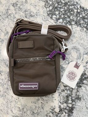 Wondergrove Crossbody Pouch in Dark Brown with Purple Accents